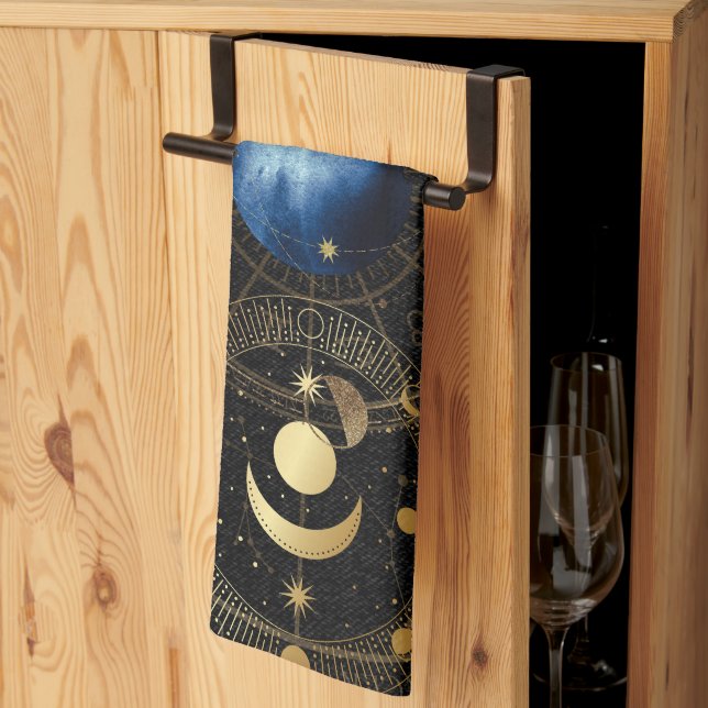 Linge De Cuisine Astrologie céleste en velours noir (Pliage en tiers)