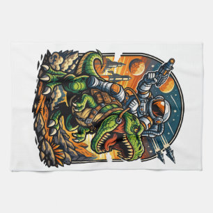 Linge De Cuisine Astronaute chevauchant un T-Rex – Dinosaure spatia