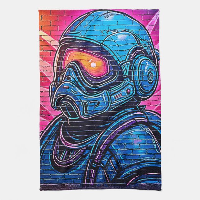 Linge De Cuisine Astronaute de Neon Cyberpunk (Vertical)