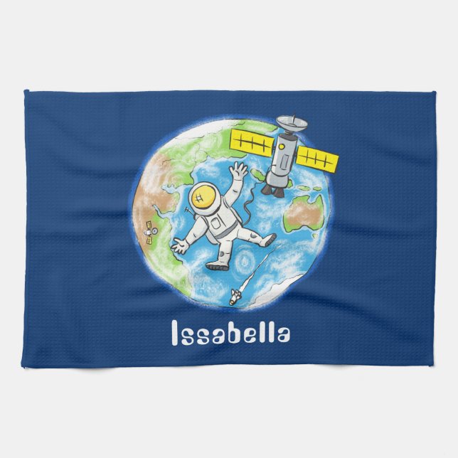 Linge De Cuisine Astronaute drôle dans l'espace et dessin animé de  (Horizontal)
