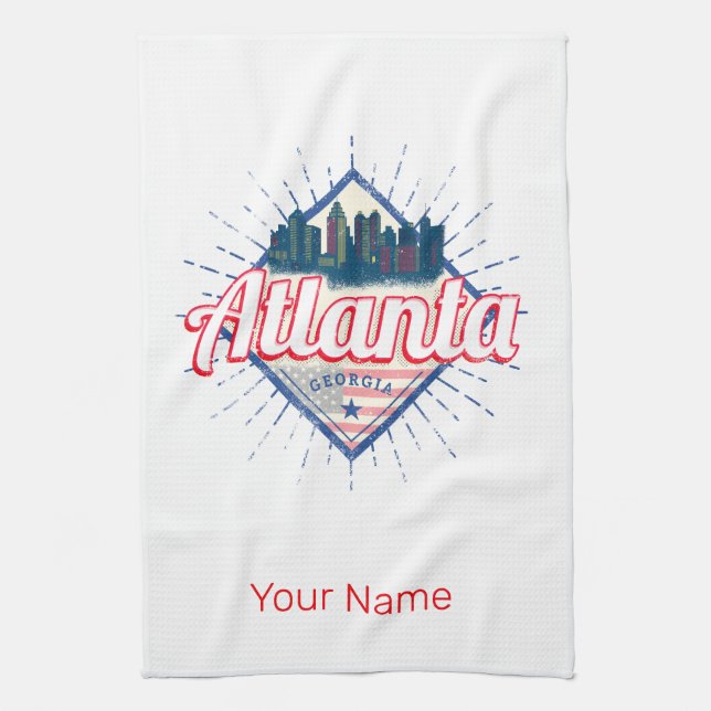 Linge De Cuisine Atlanta Georgia United States Retro Skyline (Vertical)