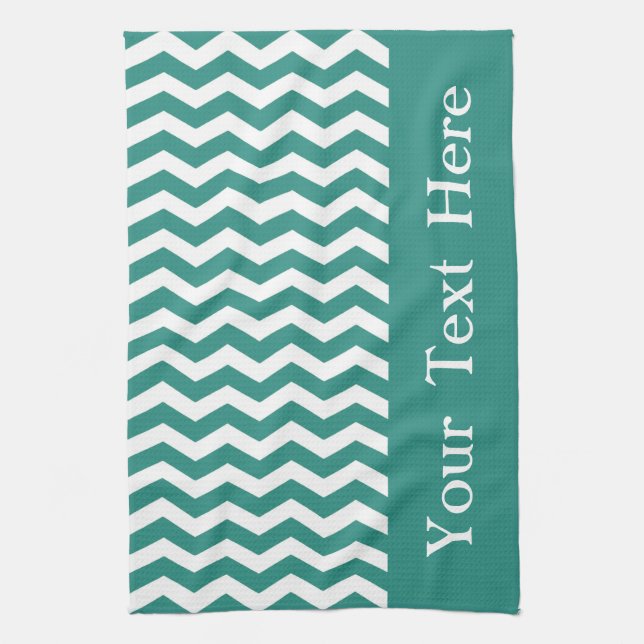 Linge De Cuisine Atlantic Green Wave Chevron personnalisable (Vertical)