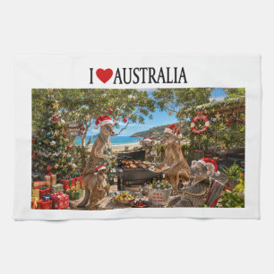 Linge De Cuisine Aussie Noël Kangourou Koala Plage BBQ