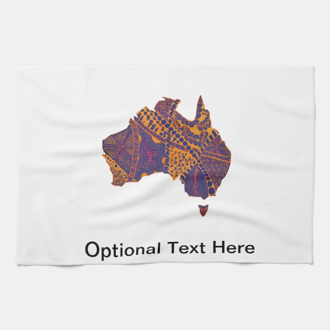 Linge De Cuisine Australie Carte Doodle Orange Purple (Horizontal)