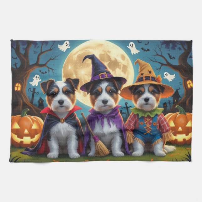 Linge De Cuisine Australie Terrier Chiens Citrouille Halloween Funn (Horizontal)