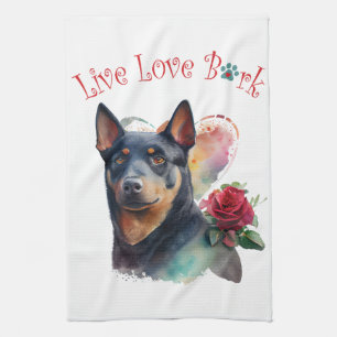 Linge De Cuisine Australien Kelpie Chien Maman Floral