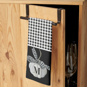 Linge De Cuisine Automne Agritourisme Citrouille noir blanc Buffalo