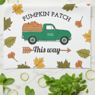 Linge De Cuisine Automne Art Citrouille Patch Vieux Camion Vintage 