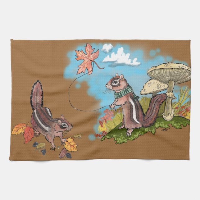 Linge De Cuisine Automne Chipmunk~serviettes de cuisine (Horizontal)