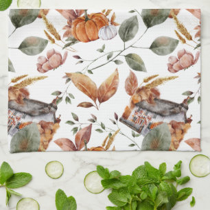 Linge De Cuisine Automne Cottage Ferme Thanksgiving Floral Citrouil