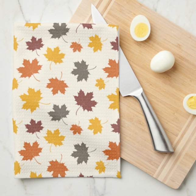 Linge De Cuisine Automne Feuilles en chute (Quart Plié)
