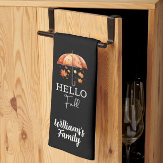 Linge De Cuisine Automne personnalisée | Hello Fall Personnalisé Bl
