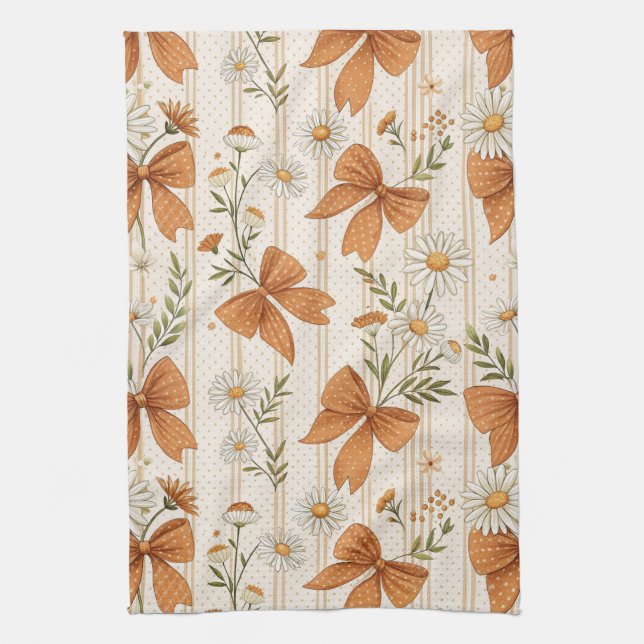 Linge De Cuisine Autumn Daisy and Bow Floral Pattern (Vertical)