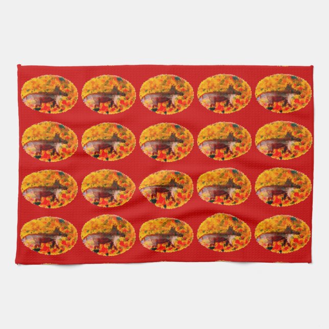 Linge De Cuisine Autumn Fox Pattern Country (Horizontal)