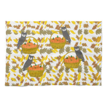 Autumn Harvest Owl & Pumpkin Kitchen Towel 