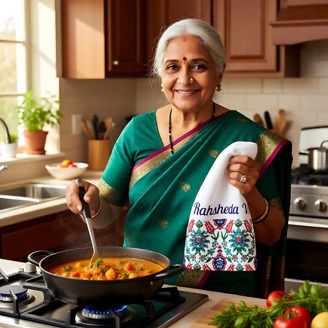 Linge De Cuisine Avec le nom 💙 ❤️ 💚 Belles tuiles turques (With name 💙❤️💚 Beautiful Turkish tiles Kitchen Towel)