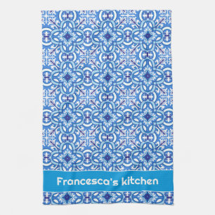 Linge De Cuisine Avec le texte 🤍 💙 Blanc et bleu Porto Azulejos