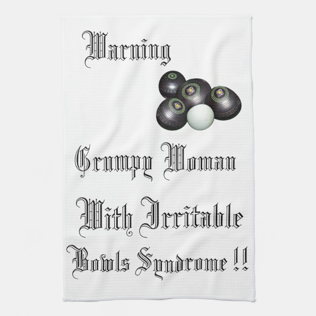 Linge De Cuisine Avertissement Grumpy Bowoman Femme Avec Des Bowles (Vertical)
