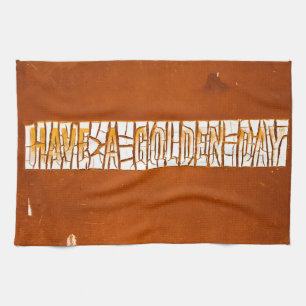 Linge De Cuisine "Ayez Un Jour D'Or" Peinture Rustique À Peeling