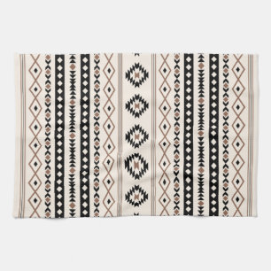 Linge De Cuisine Aztec Brown Crème Noire Motifs Mixtes V Motif