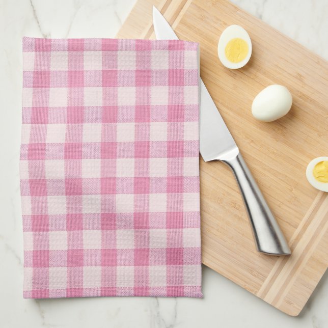 Linge De Cuisine Baby Pink Gingham Pattern (Quart Plié)
