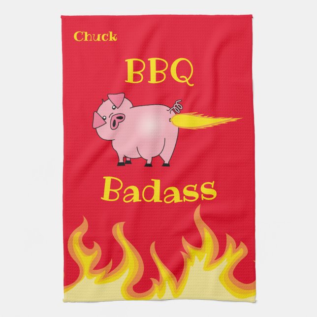 Linge De Cuisine Badass barbecue BBQ Bouton de cochon flamboyant (Vertical)