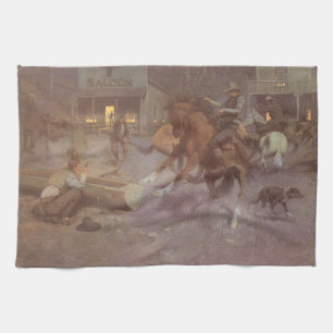 Linge De Cuisine Bagarre au Roundup Saloon par Bill Gollings