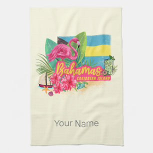 Linge De Cuisine Bahamas rétro caraïbes île flamingo vintage