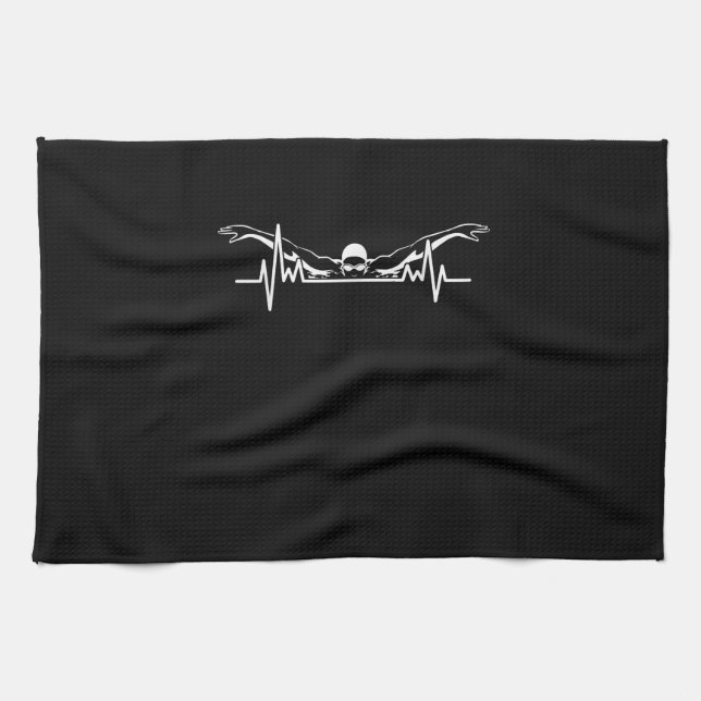 Linge De Cuisine Baignade Heartbeat Équipe Baignade Femmes Filles (Horizontal)