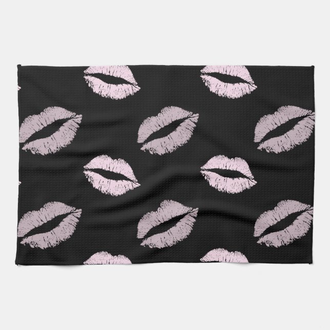 Linge De Cuisine Baisers Rose Argenté (Horizontal)