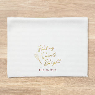 Linge De Cuisine Baking Spiritueux Bright Nom de famille Noël