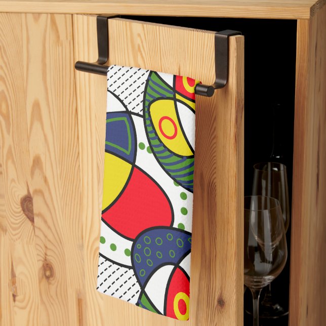 Linge De Cuisine Bal de plage rouge bleu jaune vert (Pliage en tiers)