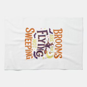 Linge De Cuisine Balais Volants Balayant Sorcière De Halloween Lune
