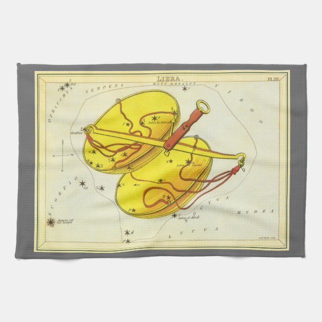 Linge De Cuisine Balance de la Vierge antique Constellation Miroir  (Horizontal)
