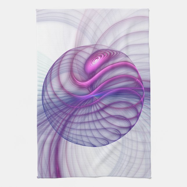 Linge De Cuisine Balançoire Belle Moderne Art Fractal Abstrait Rose (Vertical)