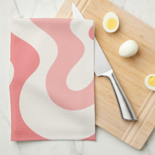 Linge De Cuisine Balayage liquide Abstrait en rose tendre