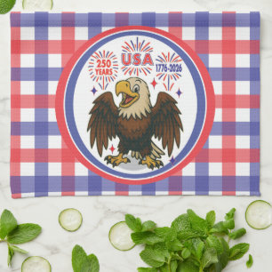 Linge De Cuisine Bald Eagle avec Fireworks - USA 250 ans 1776-2026