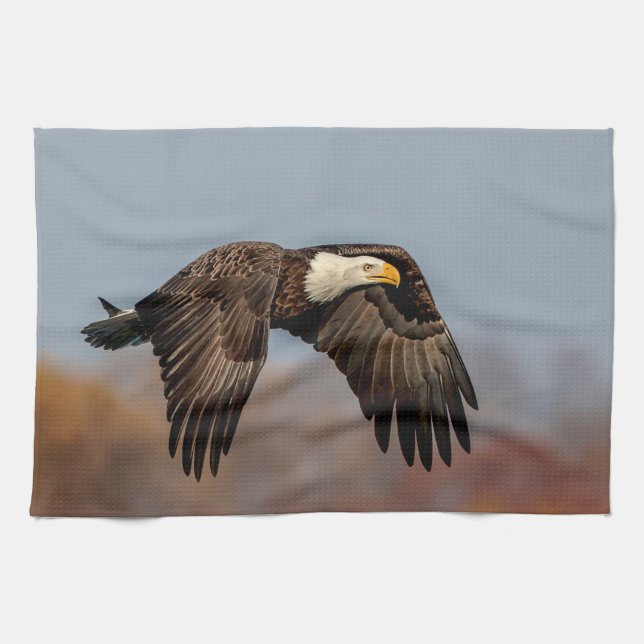 Linge De Cuisine Bald Eagle en vol (Horizontal)
