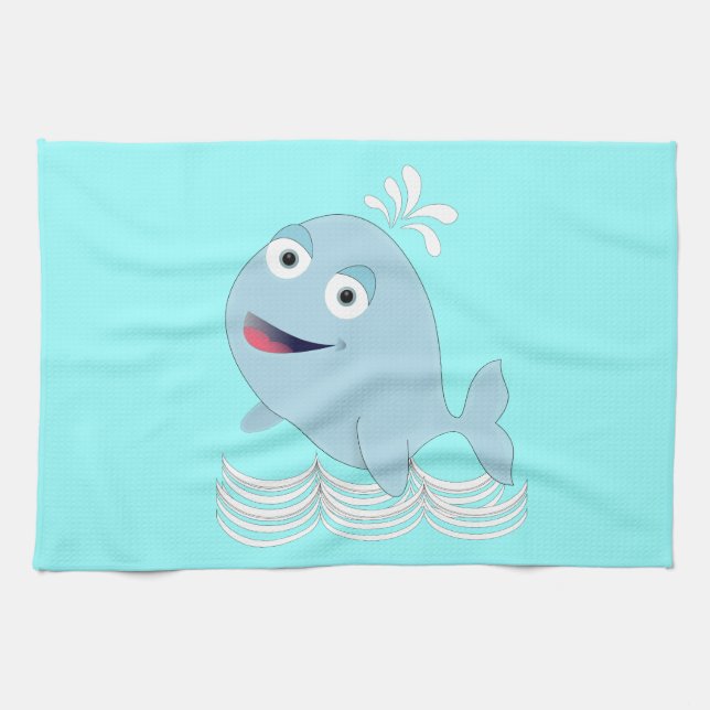 Linge De Cuisine Baleine bleue (Horizontal)