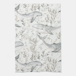Linge De Cuisine Baleines gris océanique