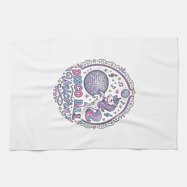 Linge De Cuisine Balle de disco Licorne Licorne Impression ludique  (Horizontal)