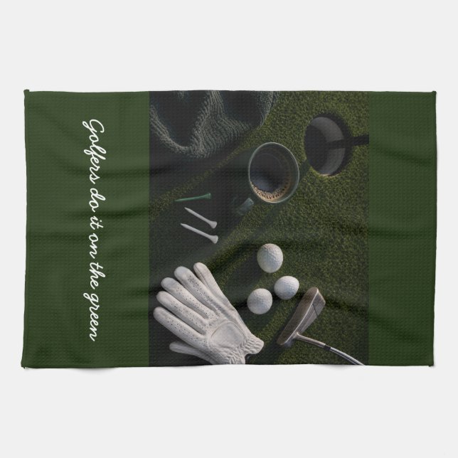 Linge De Cuisine Balle de golf sur green de putting (Horizontal)