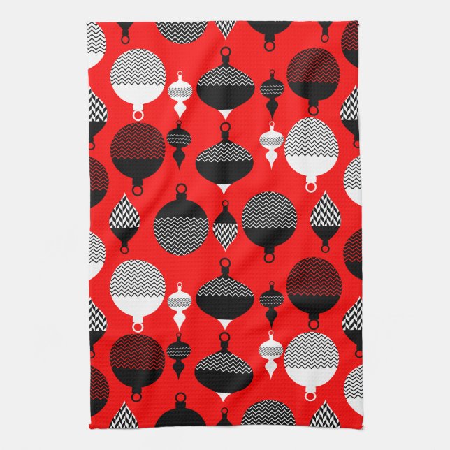 Linge De Cuisine Balle Décorative De Noël Rouge Et Noir (Vertical)