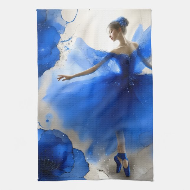 Linge De Cuisine Ballet élégant en bleu indigo (Vertical)