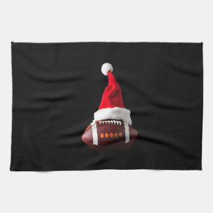 Linge De Cuisine Ballon de football américain de Noël avec chapeau