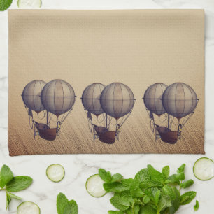 Linge De Cuisine Ballons à air chaud Steampunk avec bateau