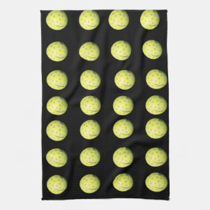Linge De Cuisine Ballons De Golf Jaune Sur Noir,