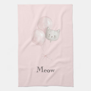 Linge De Cuisine Ballons Rose Pâle Chat