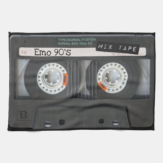 Linge De Cuisine Bande de bande Emo Cassette 90's Noir Mix (Horizontal)