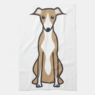 Linge De Cuisine Bande dessinée de chien de whippet